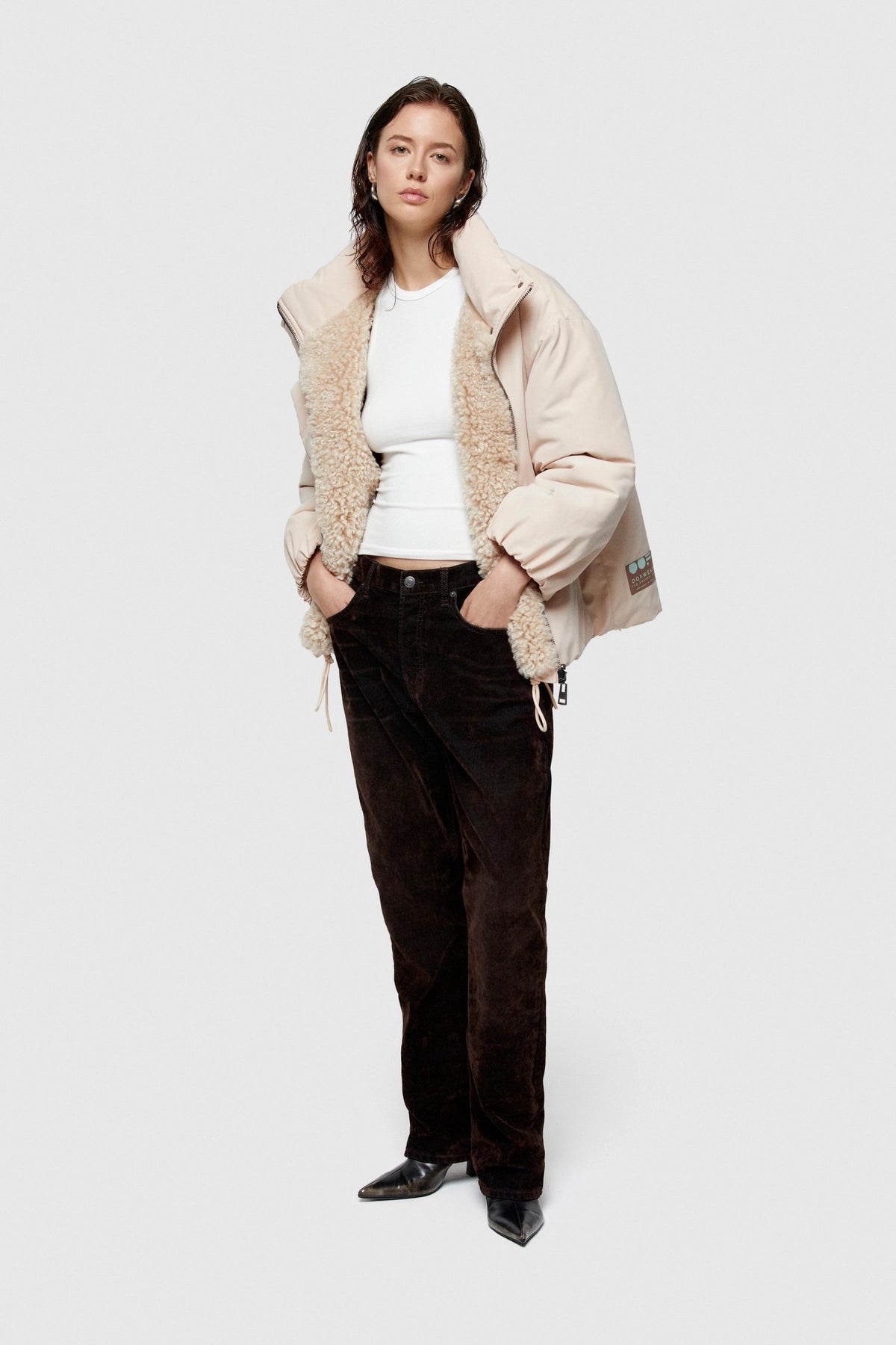Faux Fur and Cotton Reversible Jacket 9256 - Ecru/Natural