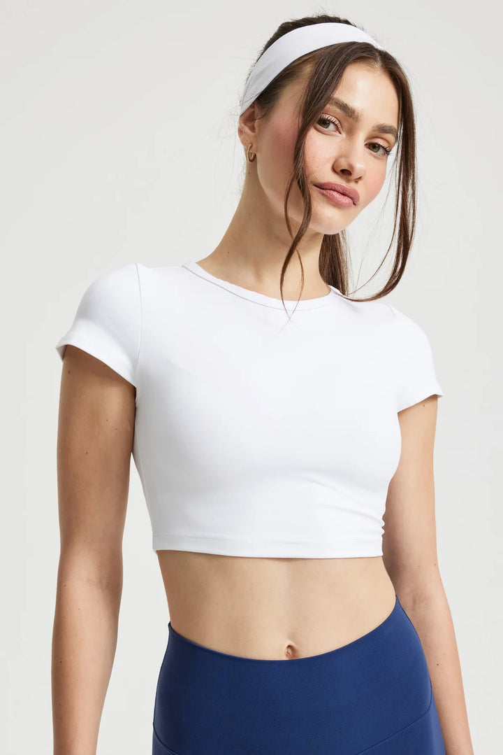 Studio Cropped Active Tee - White