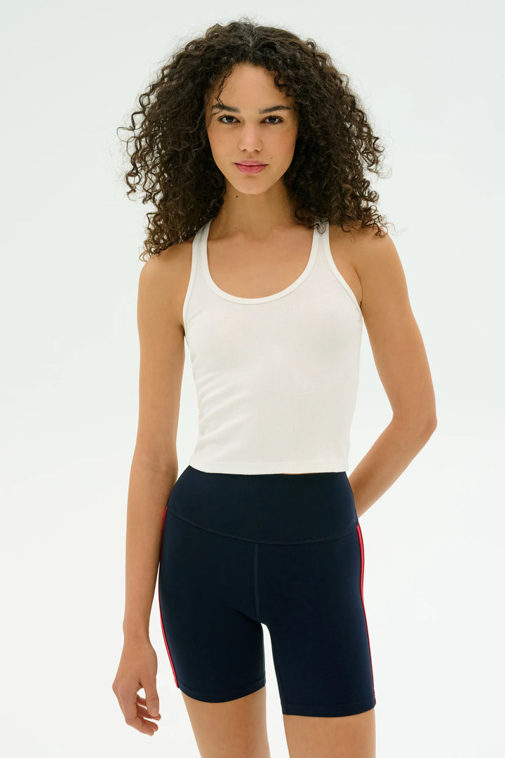 Ashby Rib Crop Tank - White