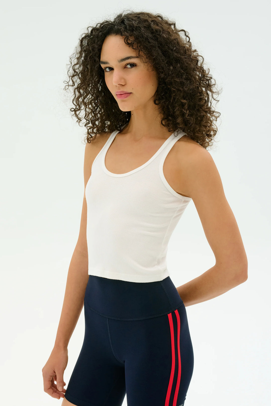 Ashby Rib Crop Tank - White