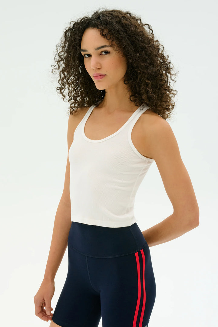 Ashby Rib Crop Tank - White