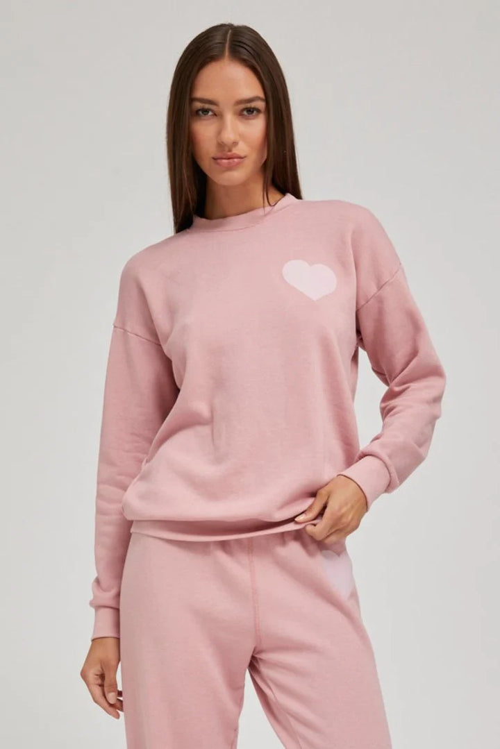 Heart Sweatshirt - Camelia (Warm Pink)