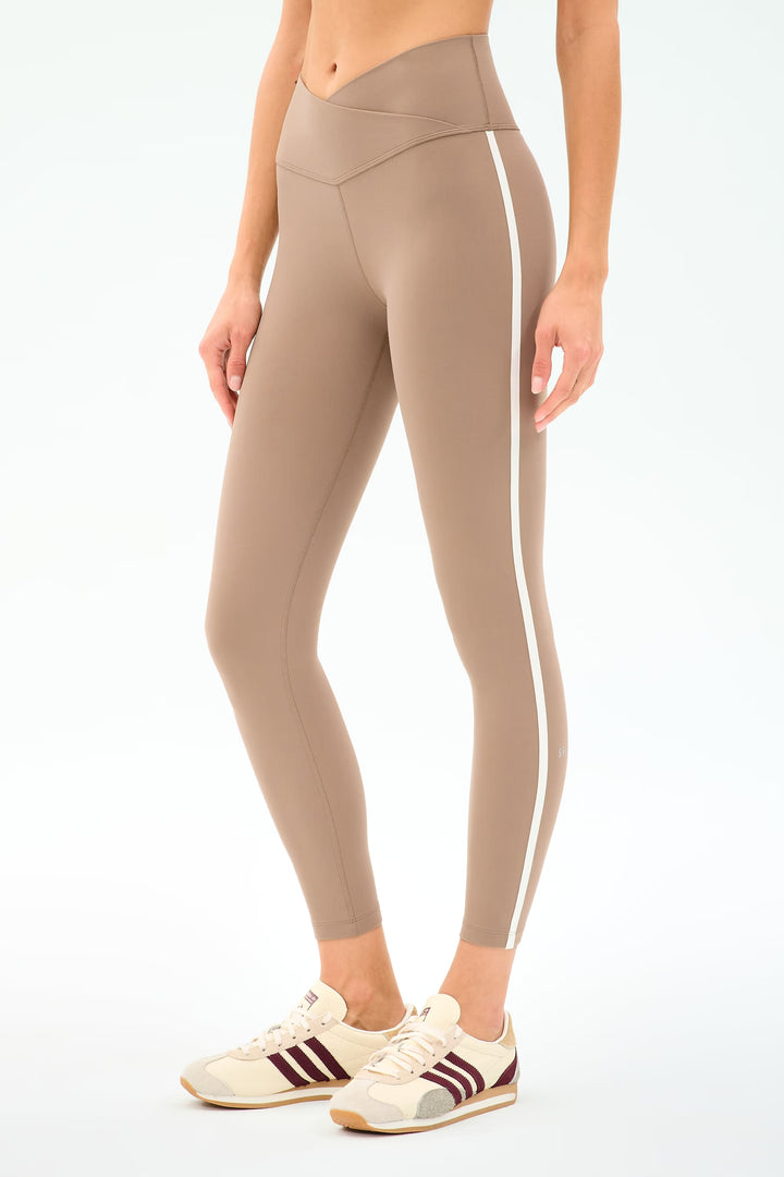 Mia Rigor Legging with Stripe - Latte/White