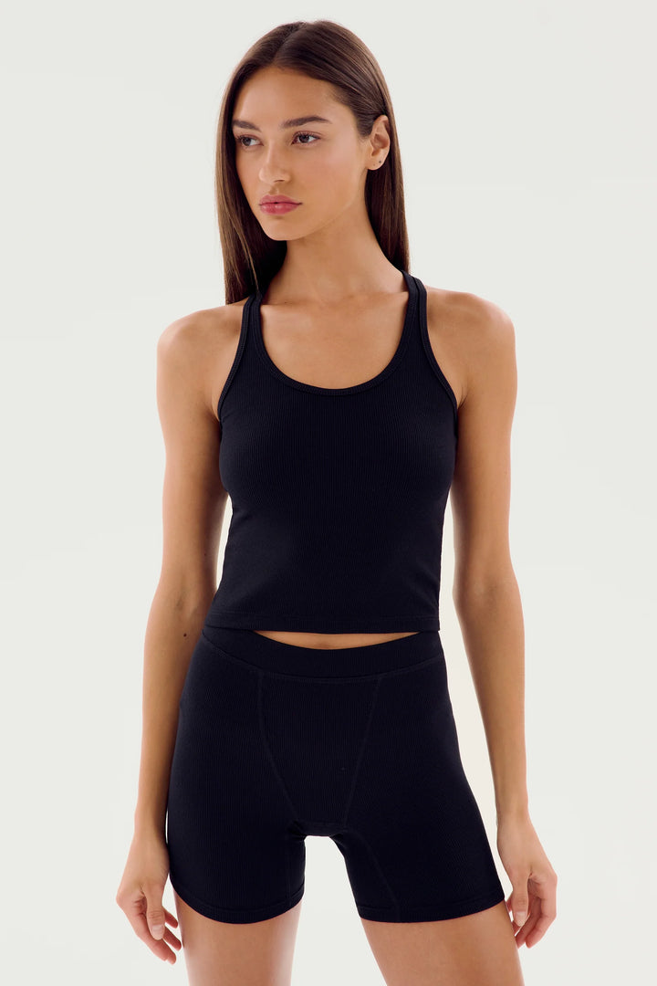 Ashby Rib Crop - Black