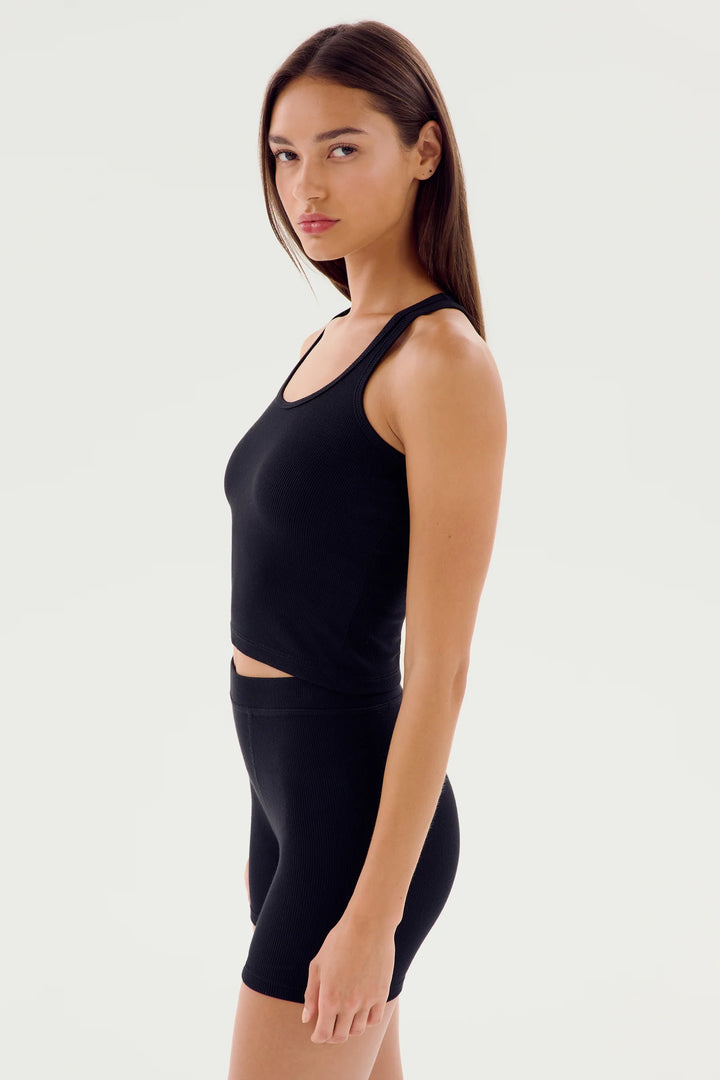 Ashby Rib Crop - Black