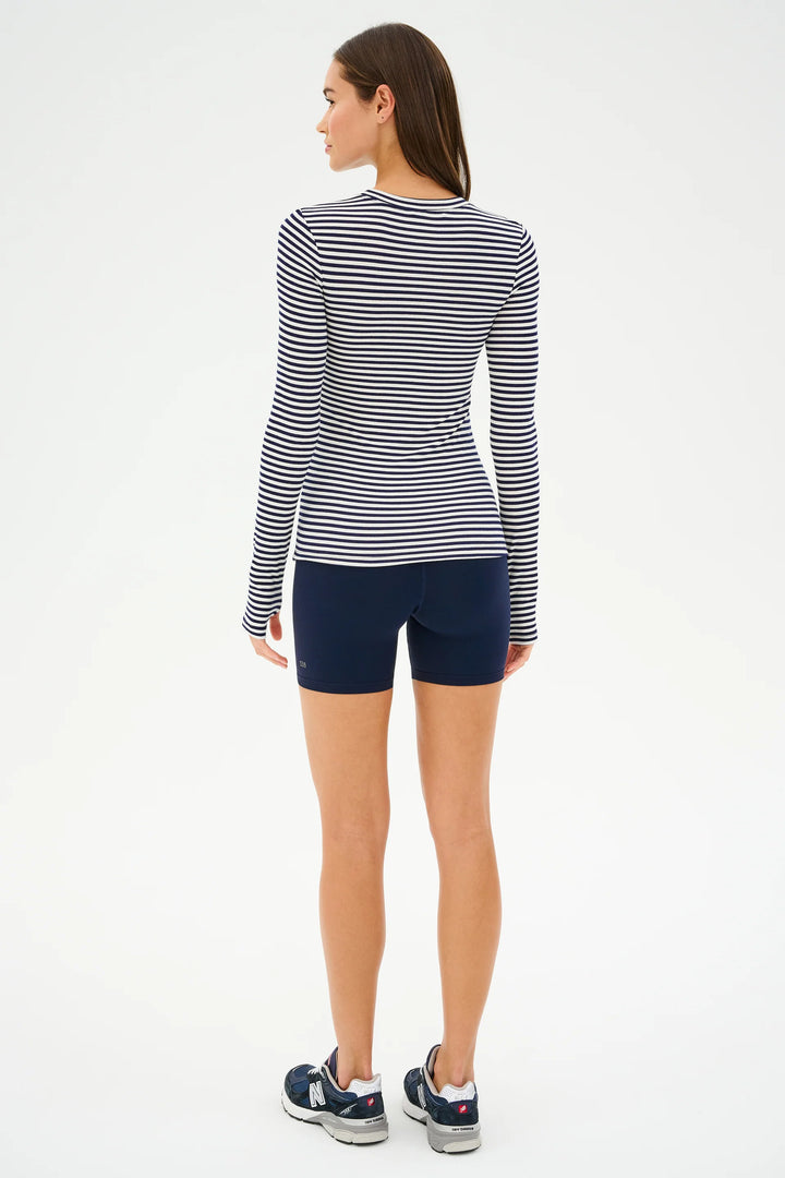 Louise Rib Long Sleeve - White/Indigo