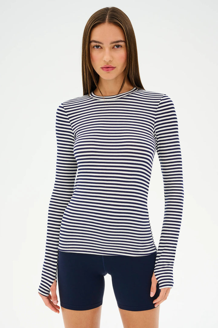 Louise Rib Long Sleeve - White/Indigo