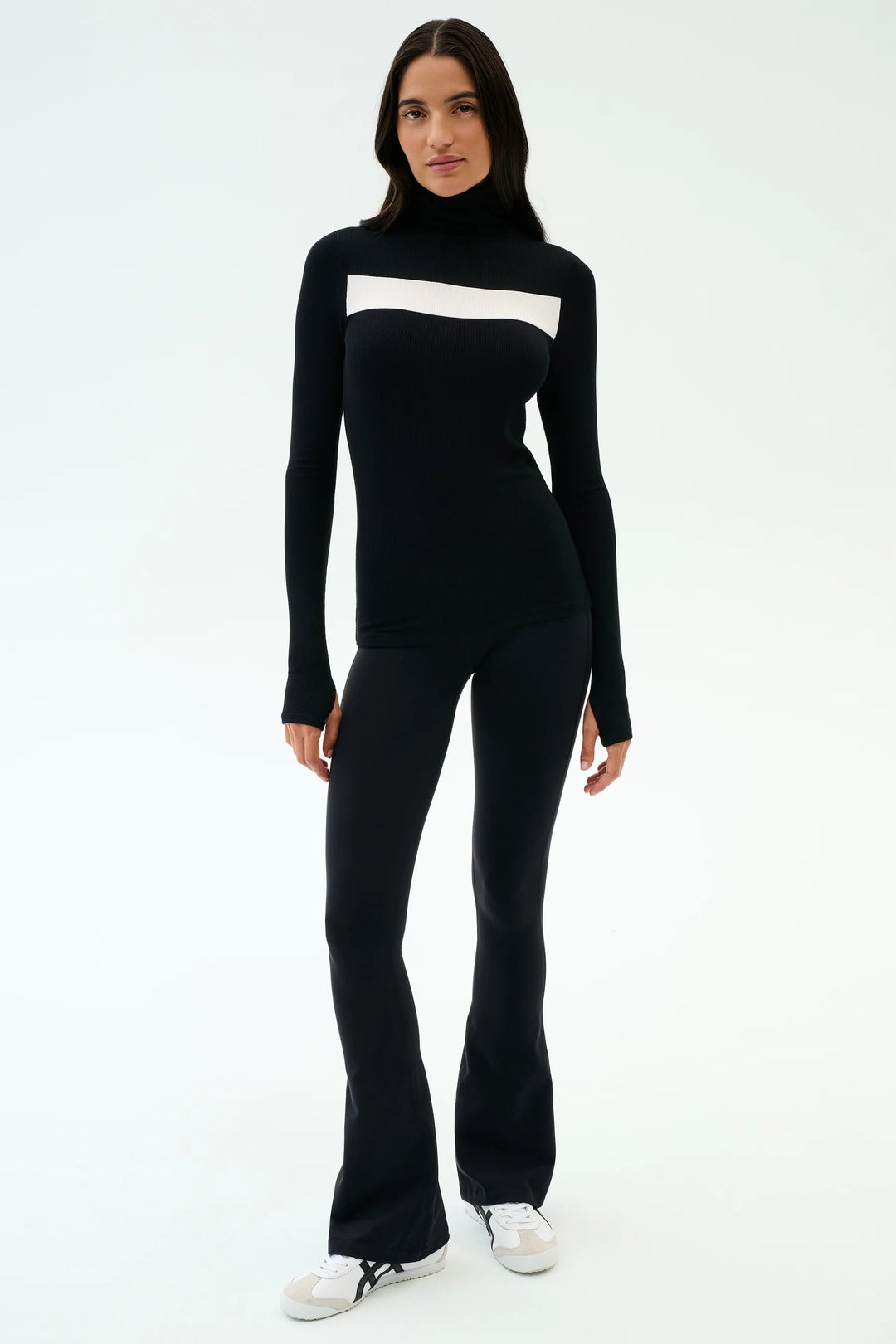 Lennon Rib Turtleneck - Black/White