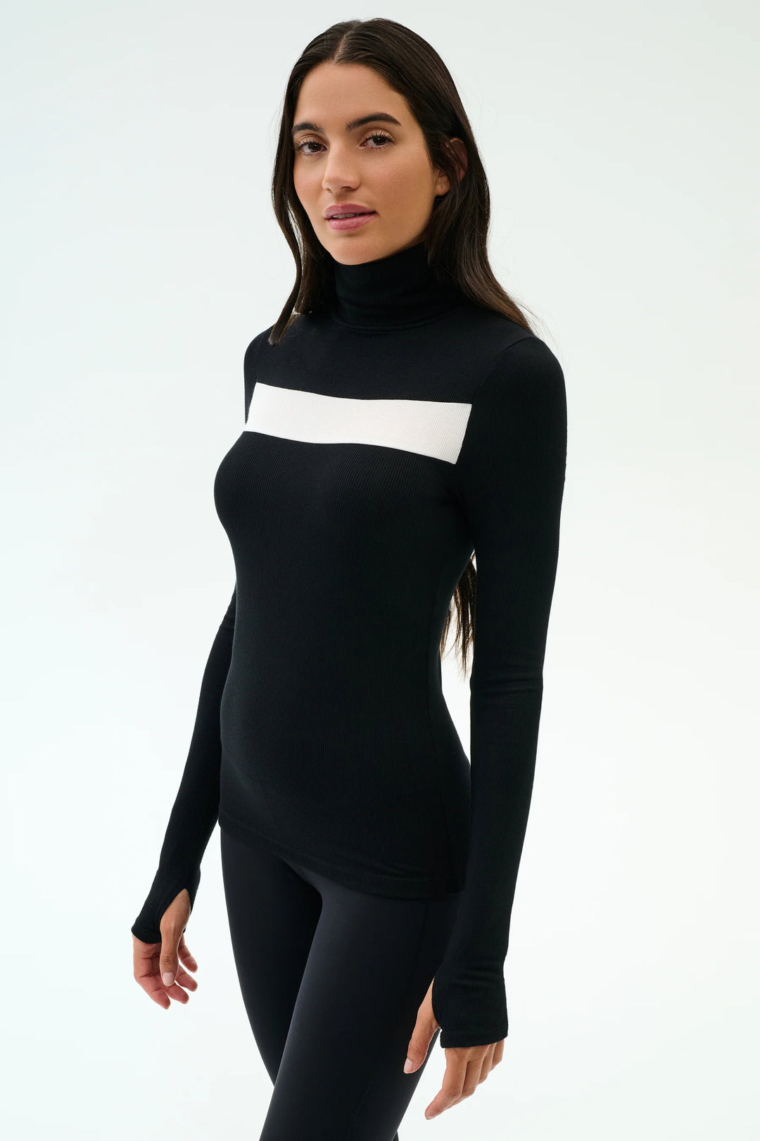 Lennon Rib Turtleneck - Black/White