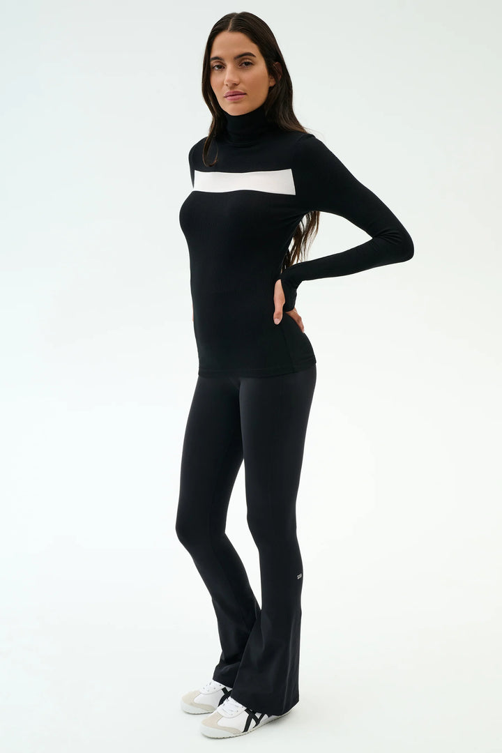 Lennon Rib Turtleneck - Black/White