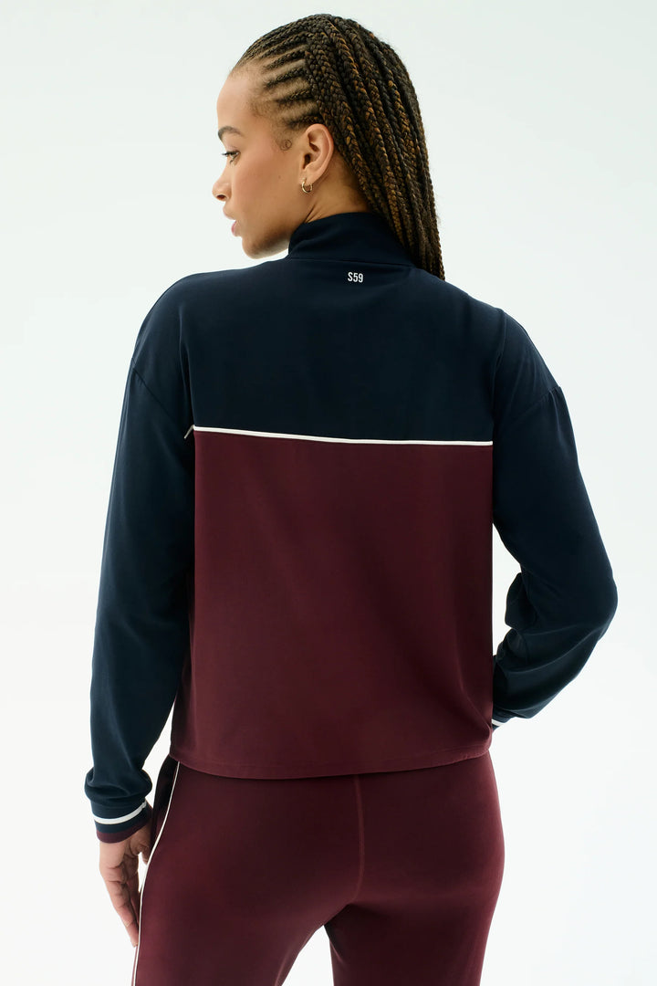 Millie Airweight Half Zip - Dark Cherry/Indigo