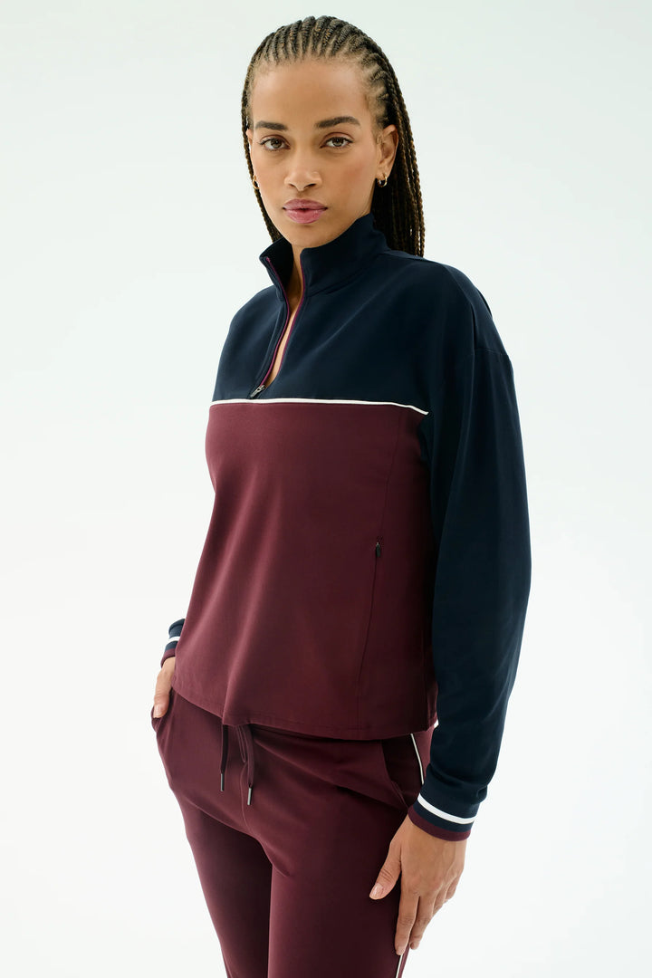Millie Airweight Half Zip - Dark Cherry/Indigo