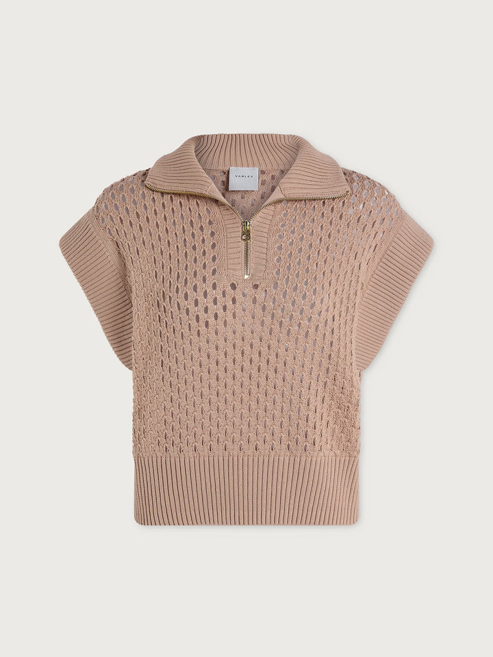 Gaines Half Zip Knit - Light Taupe