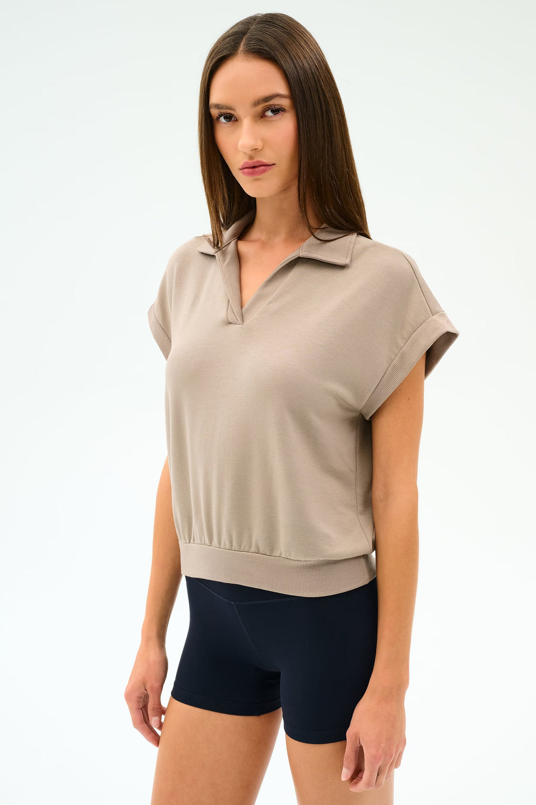 Evie Fleece Sleeveless Polo - Latte