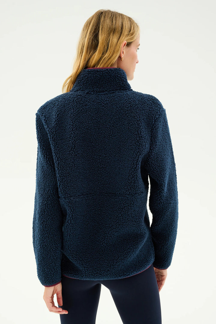 Libby Sherpa Half Zip - Indigo/Dark Cherry