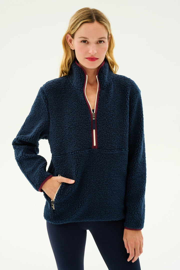 Libby Sherpa Half Zip - Indigo/Dark Cherry