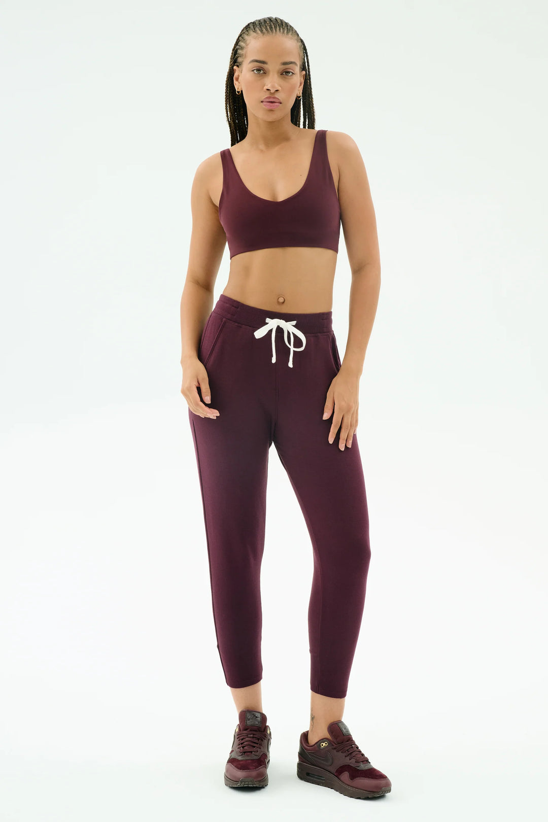 Reena Fleece 7/8 Sweatpant - Dark Cherry