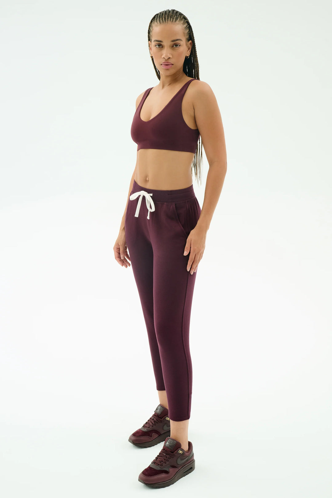 Reena Fleece 7/8 Sweatpant - Dark Cherry