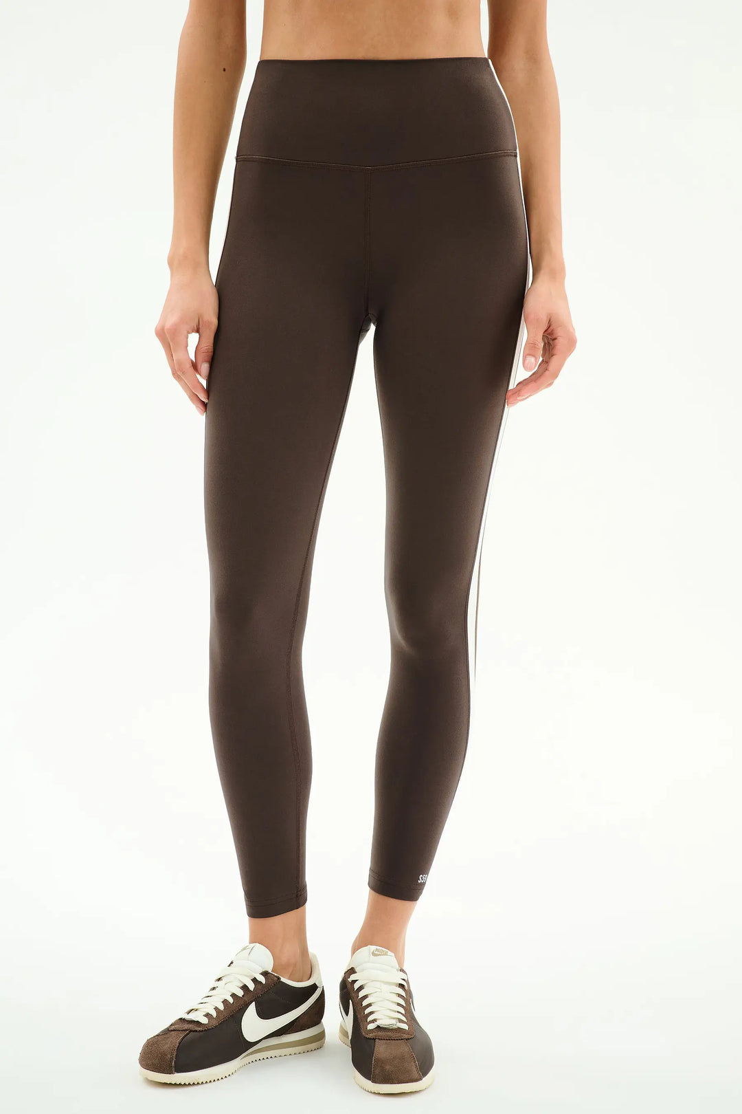 Bianca High Waist Rigor 7/8 Legging - Dark Chocolate/White