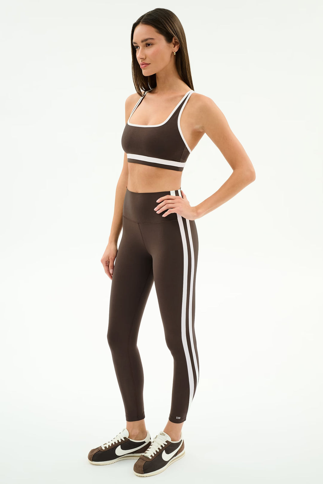 Bianca High Waist Rigor 7/8 Legging - Dark Chocolate/White