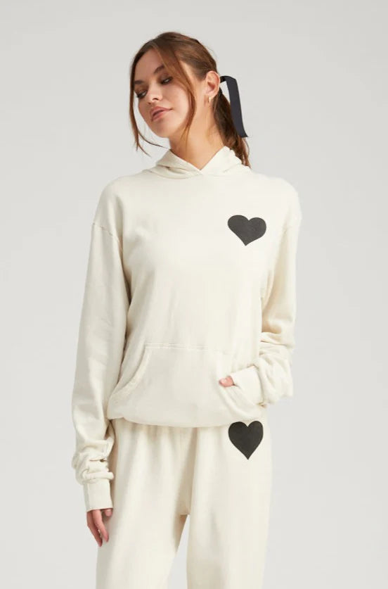 Heart Hoodie - Vintage White/Black