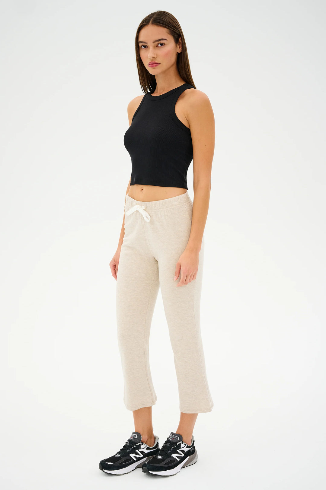 Brooks Fleece Cropped Flare - Heather Oatmeal