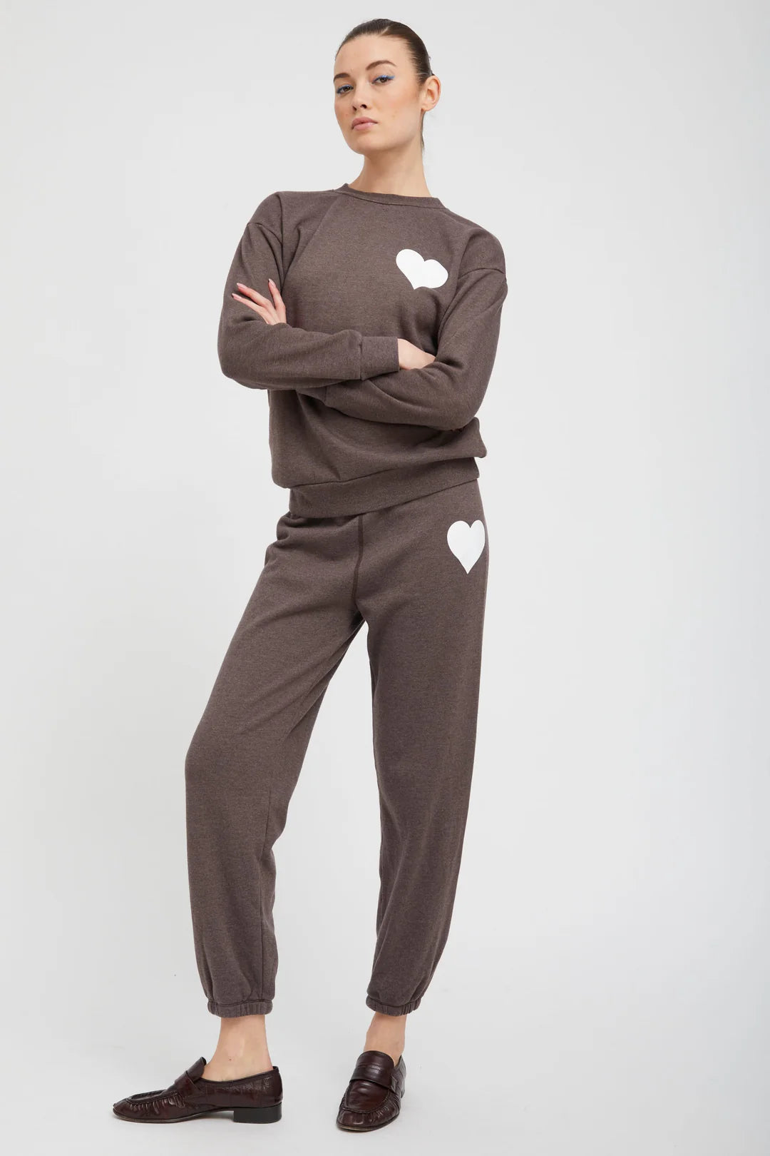 Heart Sweatpant - Heathered Brown