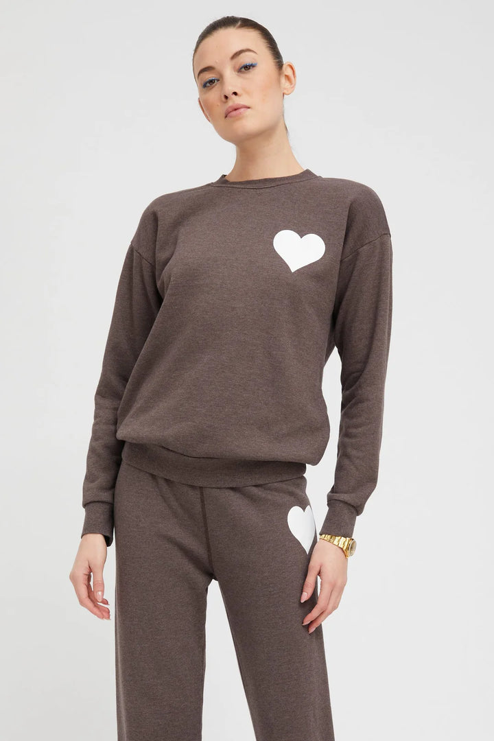 Heart Sweatshirt - Heather Brown