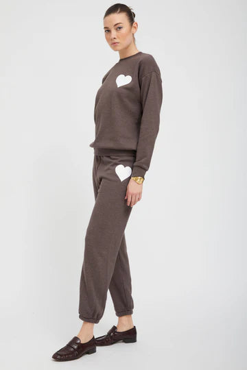 Heart Sweatpant - Heathered Brown