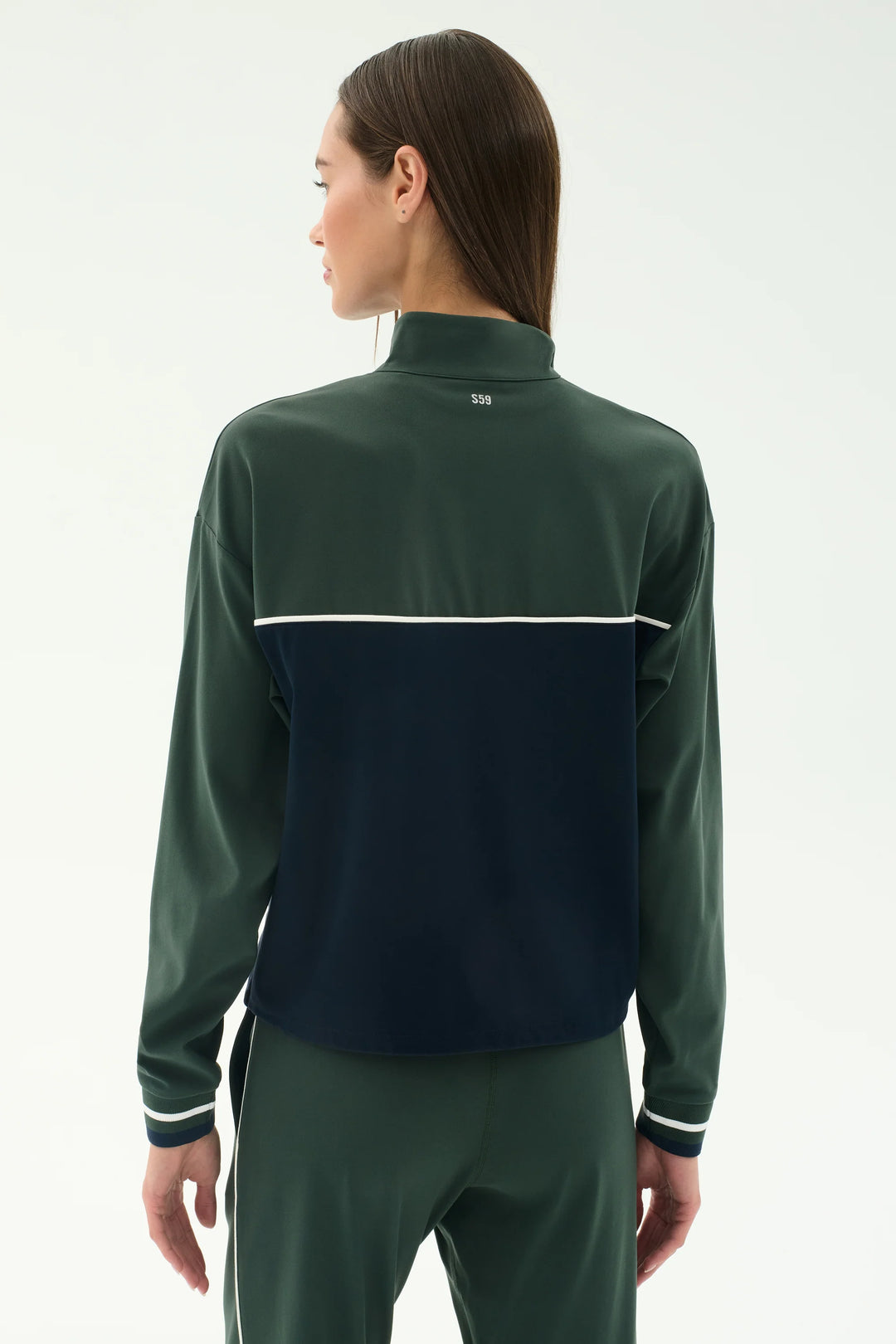 Millie Airweight Half Zip - Military/Indigo