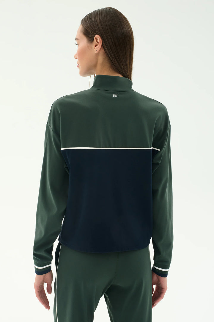 Millie Airweight Half Zip - Military/Indigo