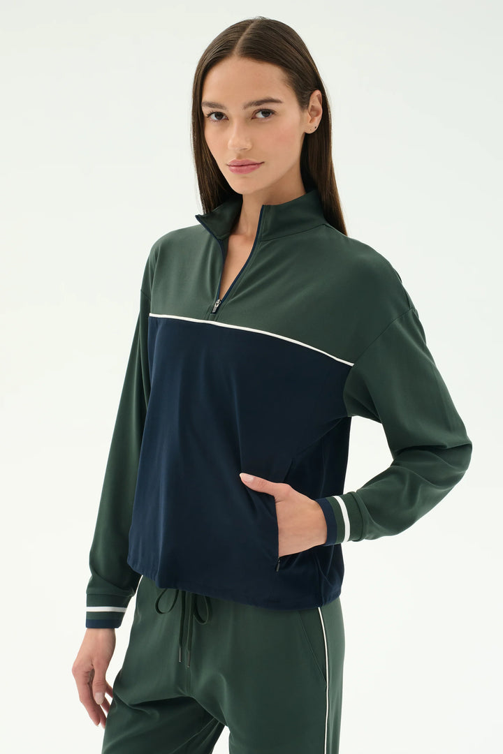 Millie Airweight Half Zip - Military/Indigo