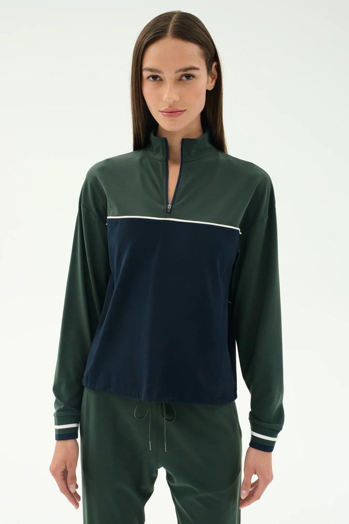 Millie Airweight Half Zip - Military/Indigo
