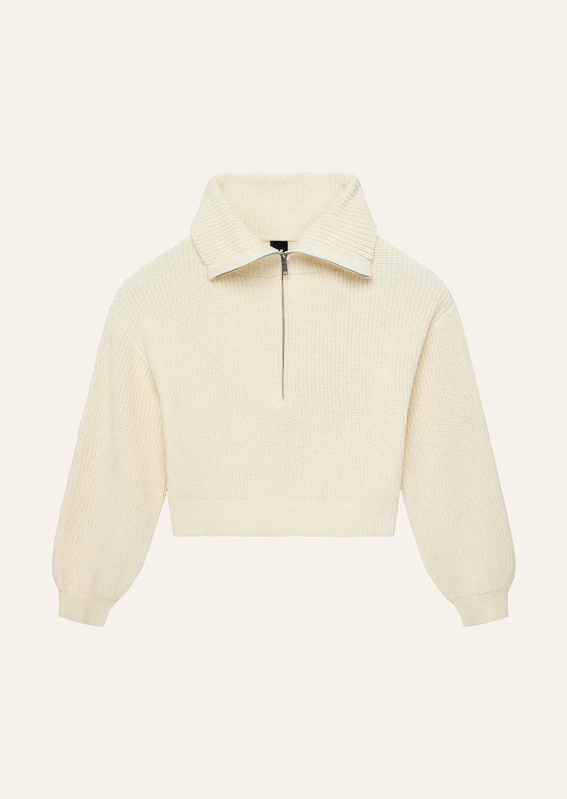 High Season Zip Neck Knit - Whisper White