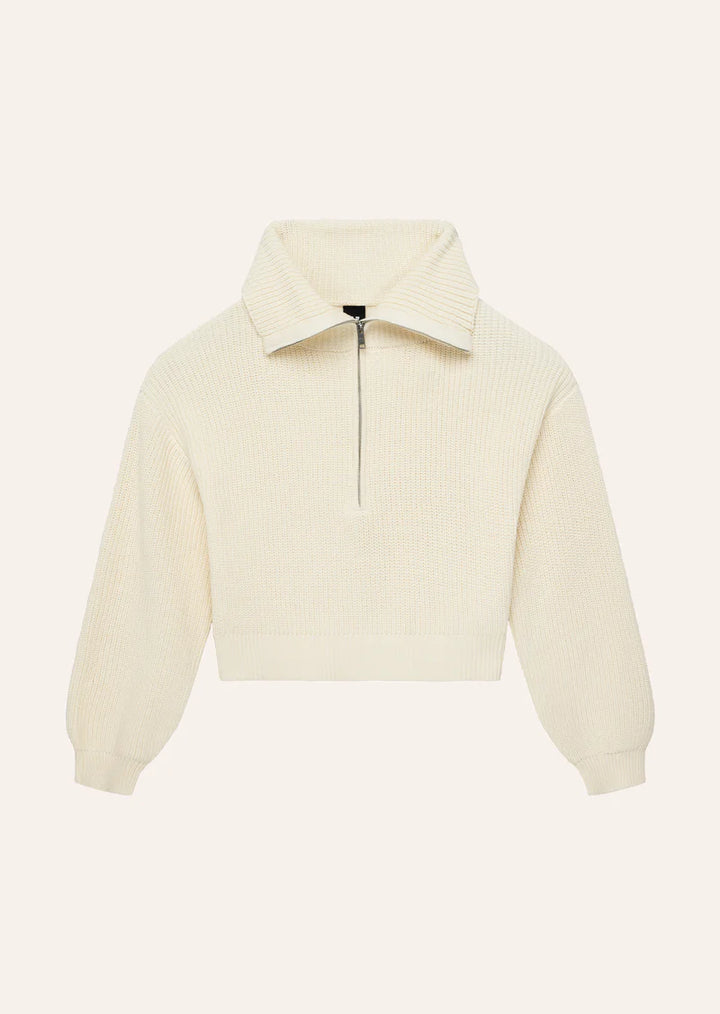 High Season Zip Neck Knit - Whisper White