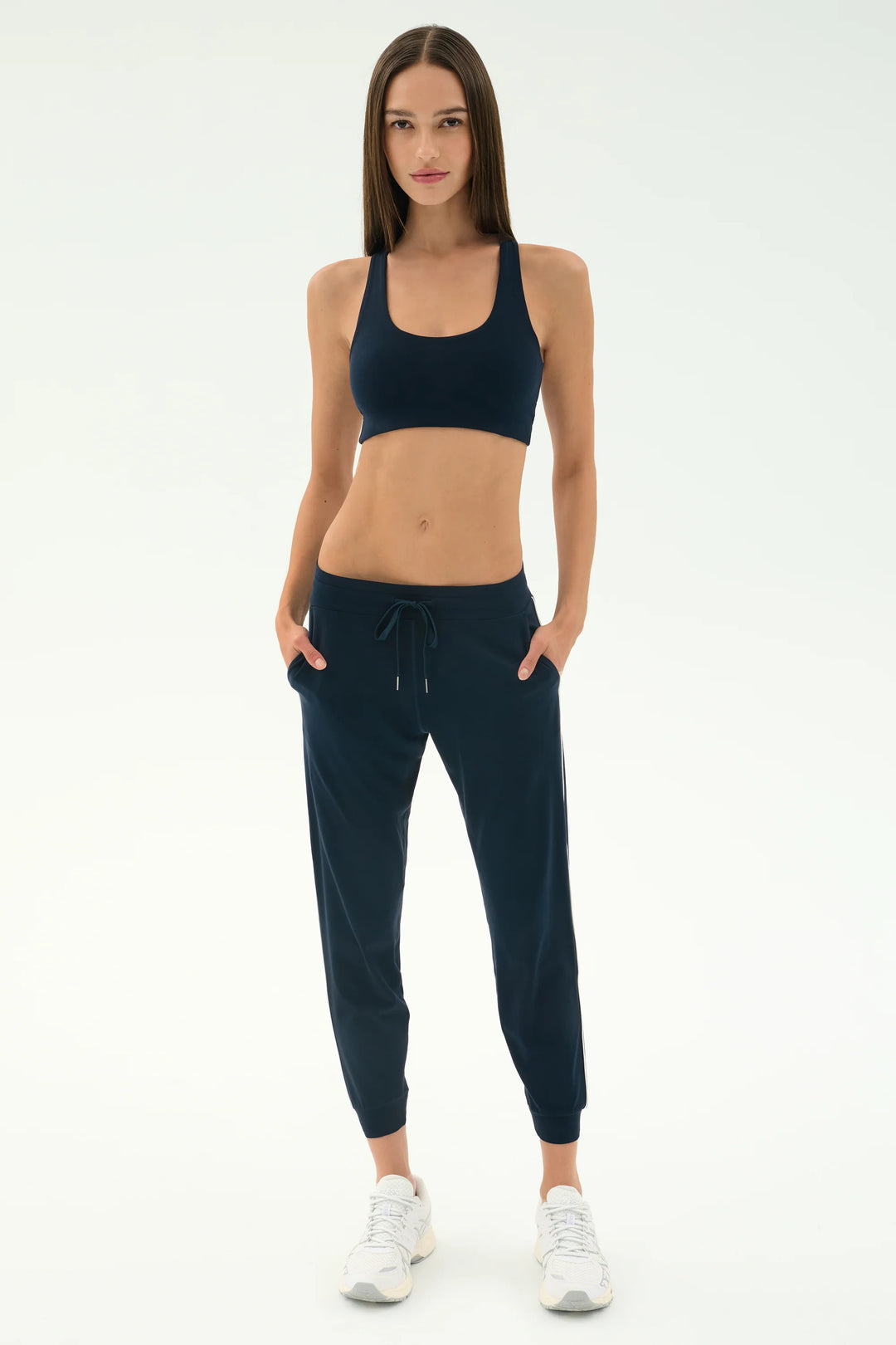 Airweight Jogger 7/8 with Piping - Indigo/White