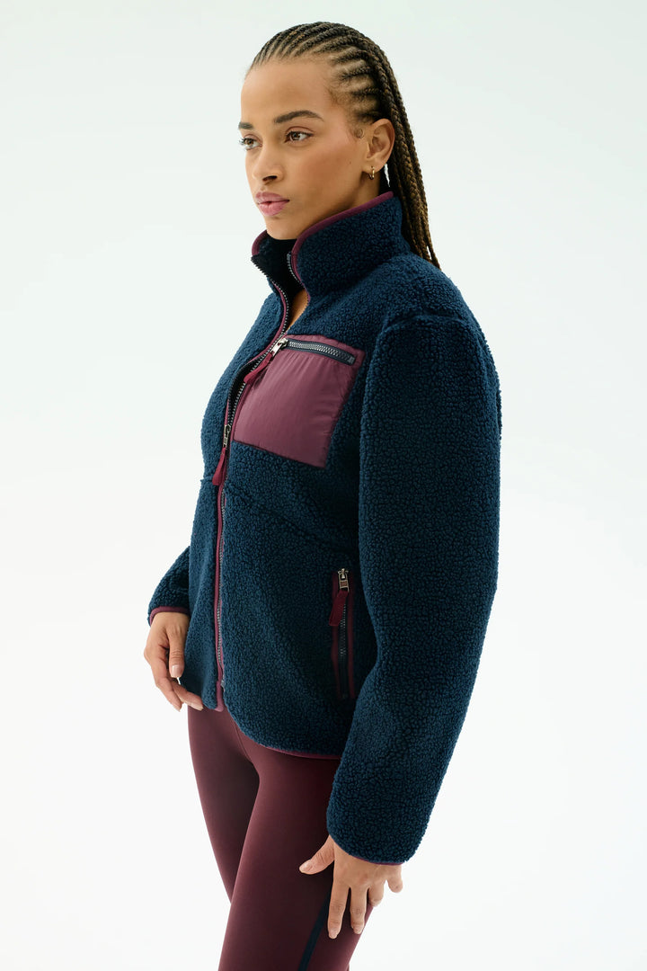 Harris Sherpa Jacket - Indigo/Dark Cherry