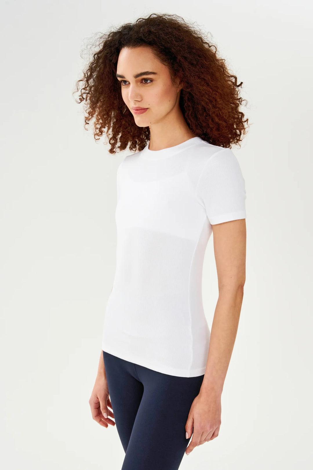 Louise Rib Short Sleeve - White