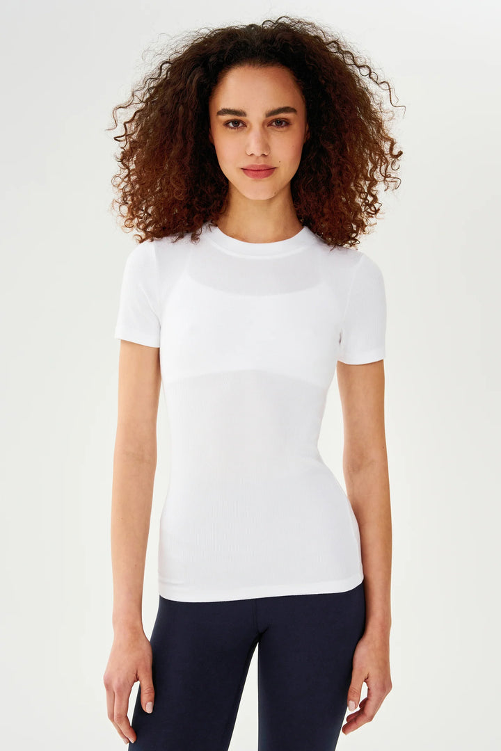 Louise Rib Short Sleeve - White