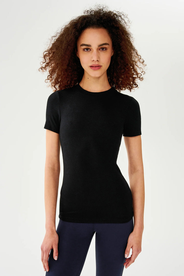 Louise Rib Short Sleeve - Black