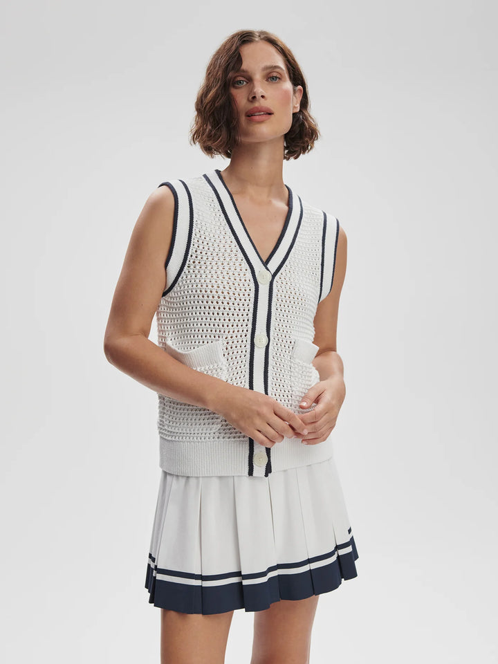Leilani V-Neck Tank - White/Blue Nights
