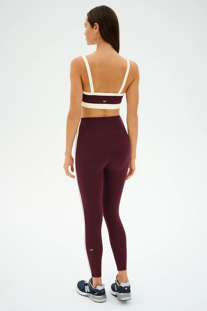 Clare High Waist Rigor 7/8 Legging - Dark Cherry/Creme