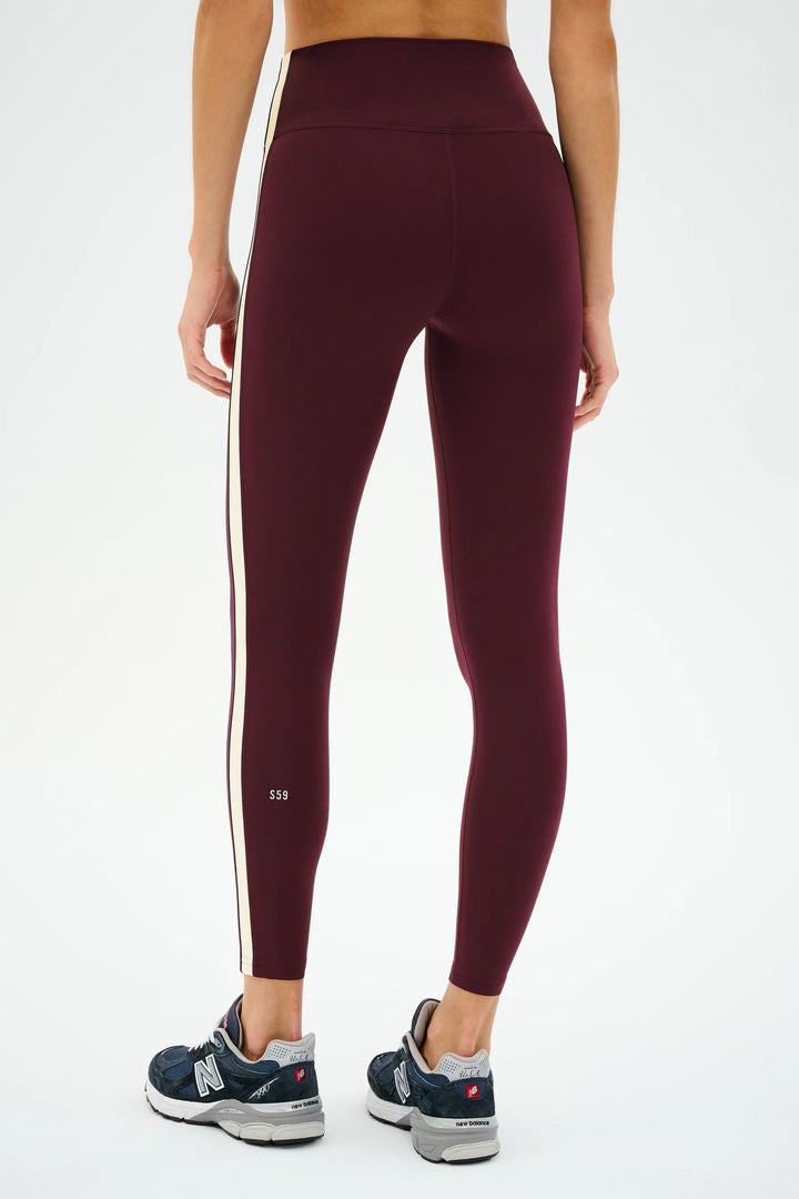 Clare High Waist Rigor 7/8 Legging - Dark Cherry/Creme