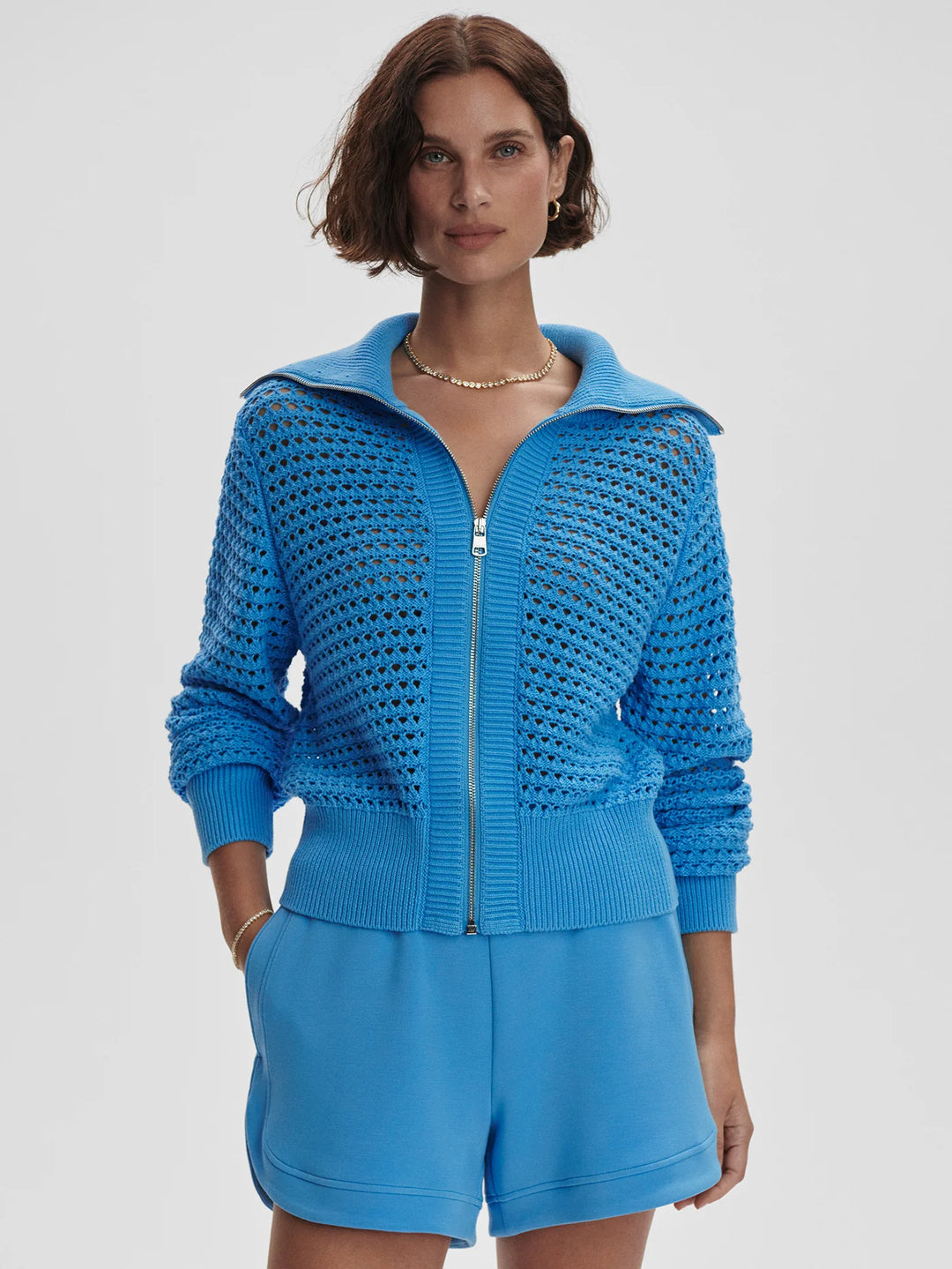 Eloise Full Zip Knit - Azure Blue