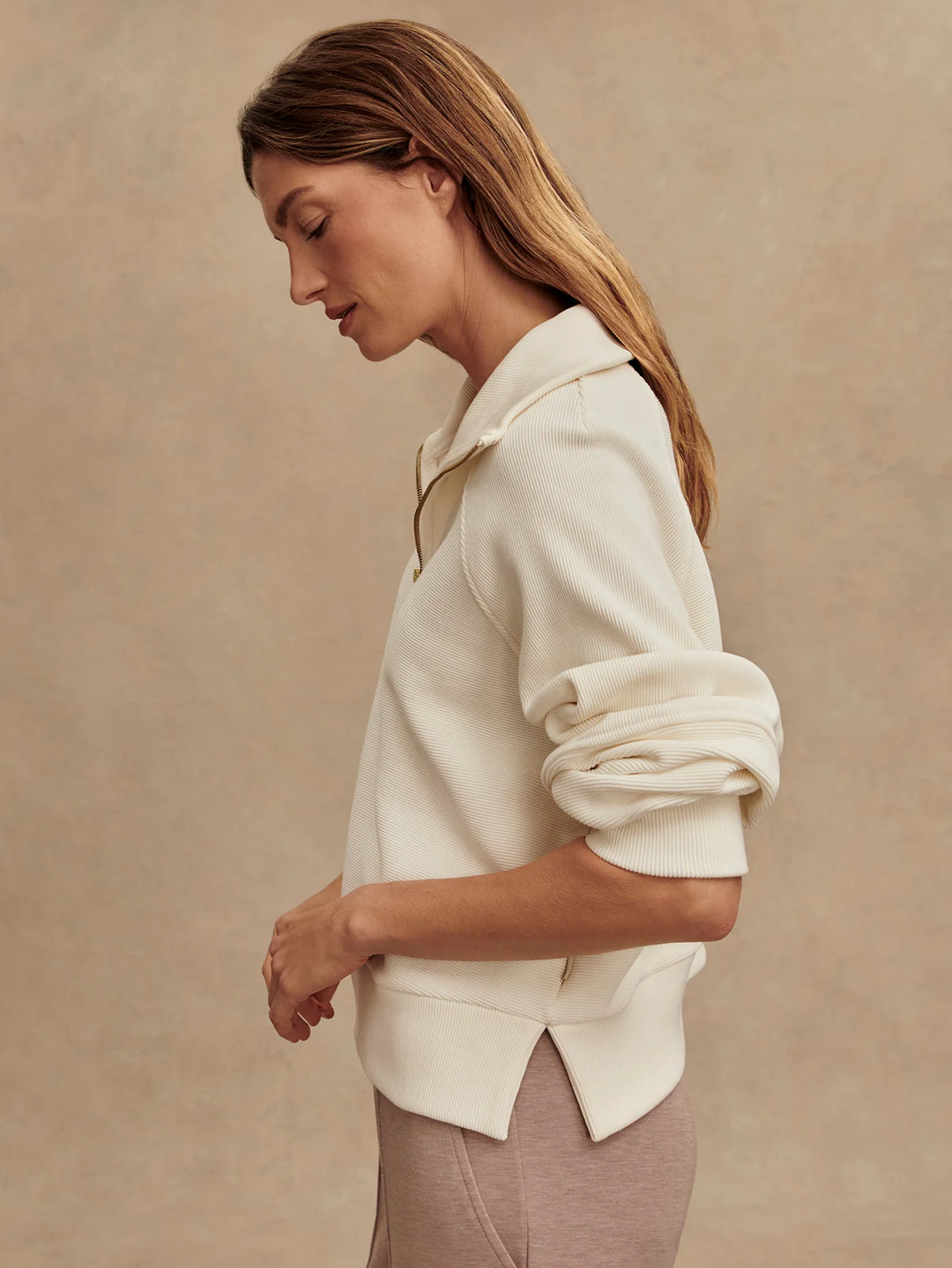 Milano Half Zip Sweat - Ivory