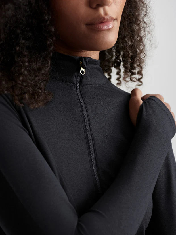 Always Warm Half-Zip Base Layer Top - Black Marl