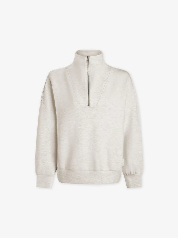 Hawley Half-Zip Sweat - Ivory Marl