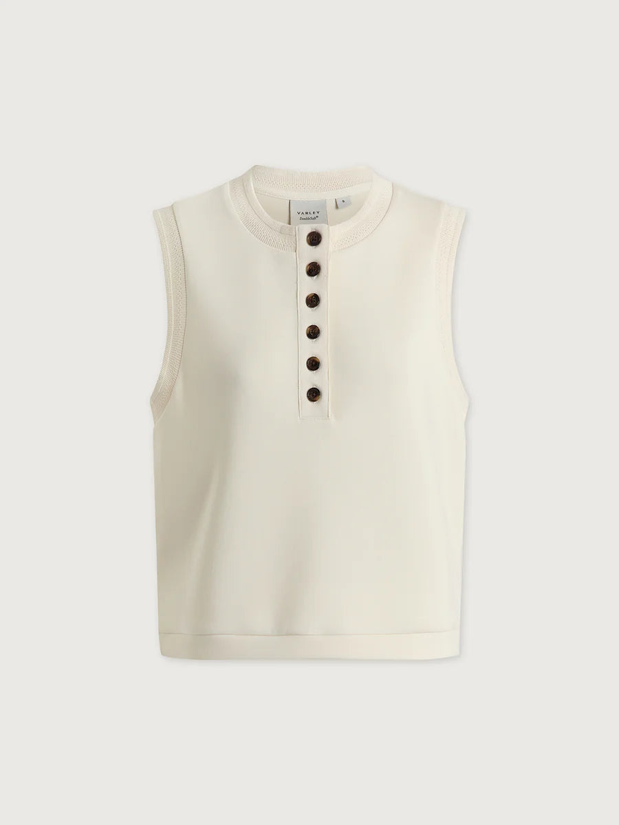Marla Button Placket Tank - Pristine (Ivory)