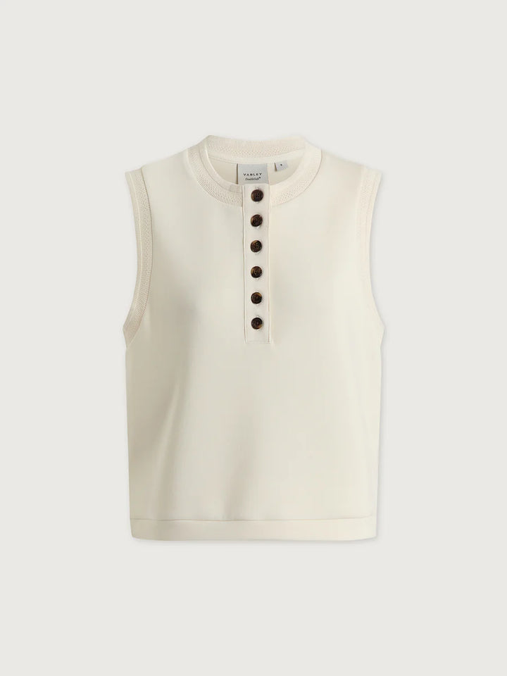 Marla Button Placket Tank - Pristine (Ivory)