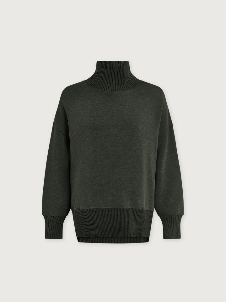 Barker High Neck Sweat - Olive Marl
